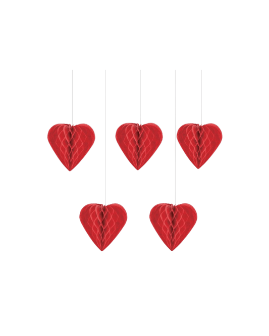 Hanging Honeycombs Hearts - pack of 5