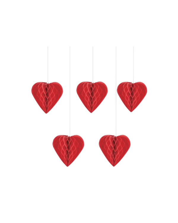 Hanging Honeycombs Hearts - pack of 5