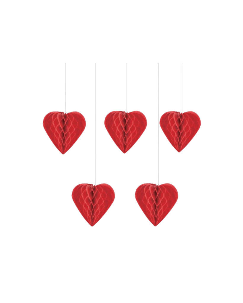 Hanging Honeycombs Hearts - pack of 5