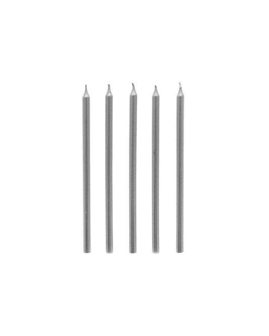 Tall Silver Birthday Candles