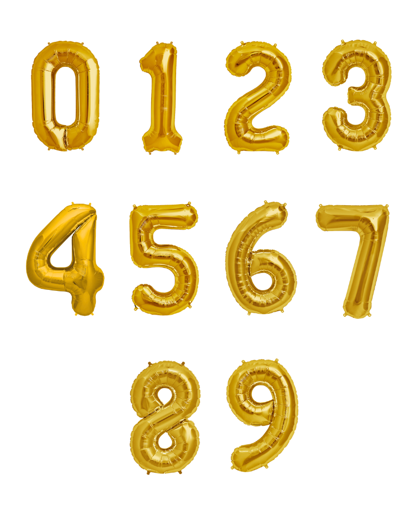 86cm Gold Number Balloons Filled with Helium