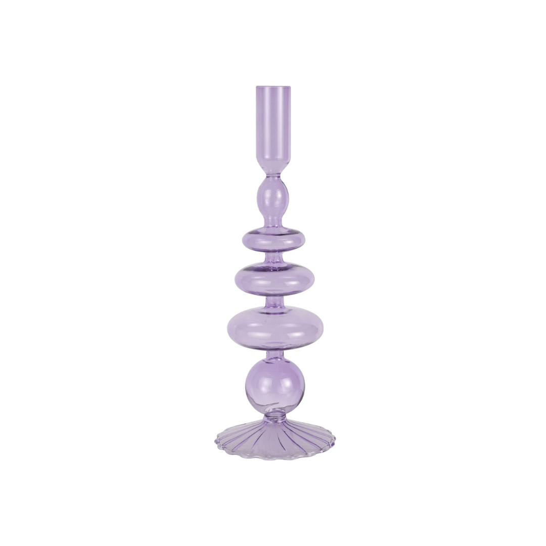 Lilac Glass Bubble Dinner Candle Holder