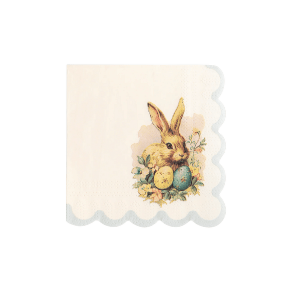 Vintage Easter Bunny Scallop Paper Cocktail Napkins