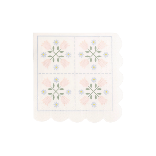 Spring Quilt Scallop Paper Cocktail Napkins