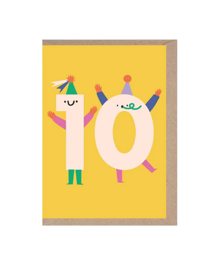 Ten Die Cut Number Birthday Card