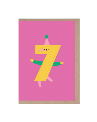 Seven Die Cut Number Birthday Card