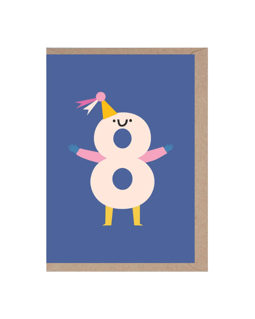 Eight Die Cut Number Birthday Card