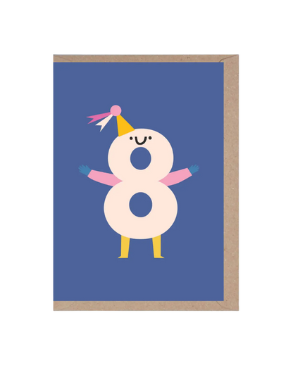 Eight Die Cut Number Birthday Card