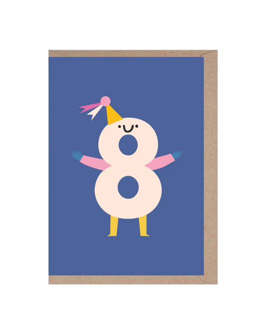 Eight Die Cut Number Birthday Card