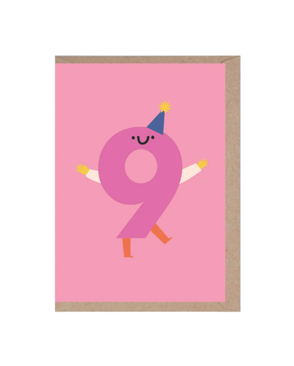 Nine Die Cut Number Birthday Card