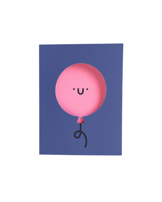 Pink balloon with a face die cut greeting card 
