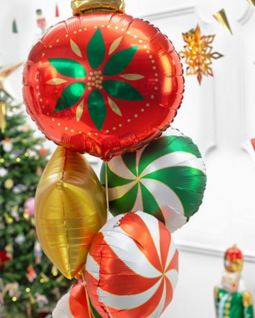 Bunch of Christmas themed foil balloons