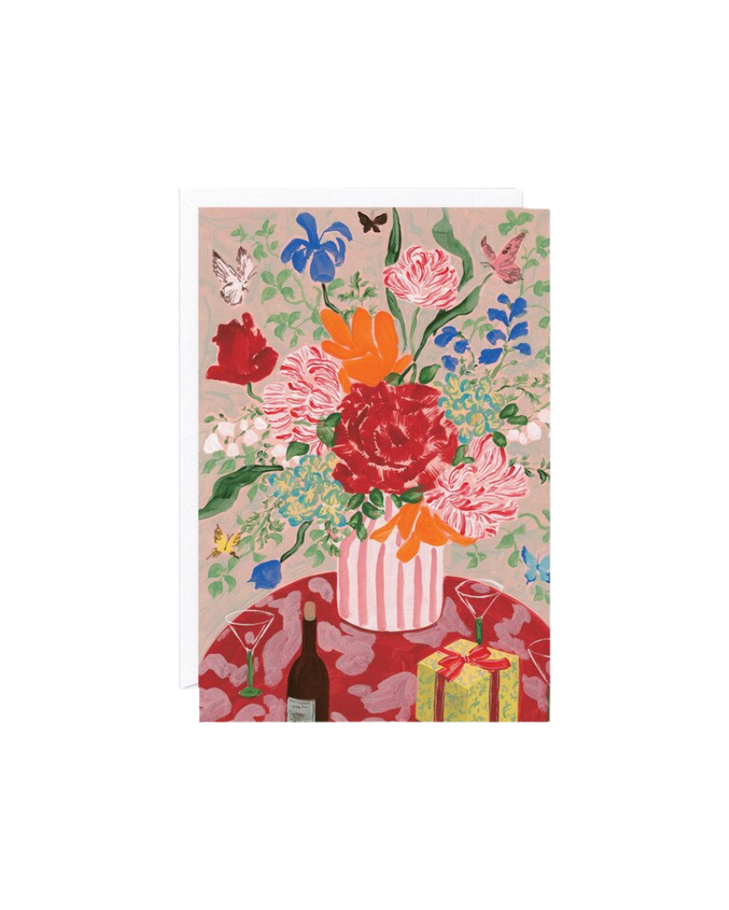 Birthday Bouquet & Champagne Art Card