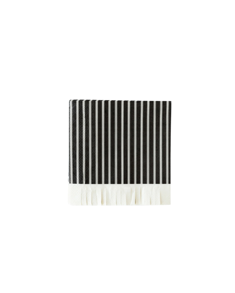 Black & White Fringed Napkins