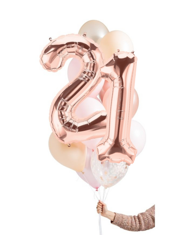 Blossom Balloon Set and Foil Number Filled with Helium