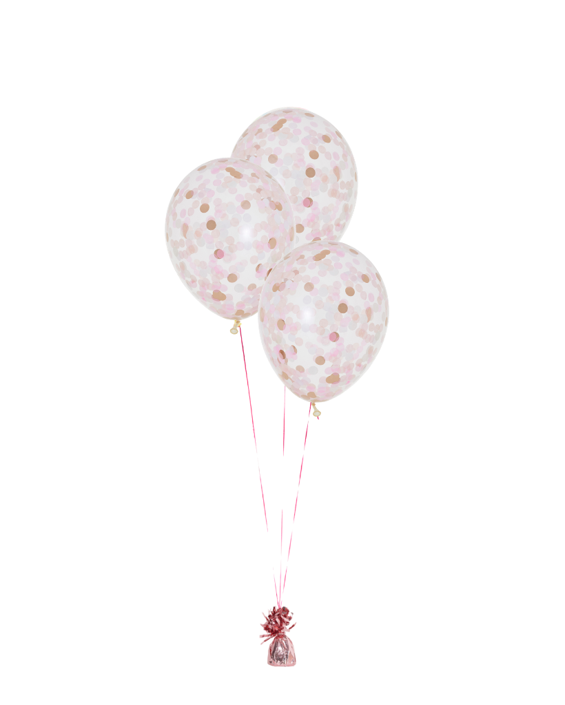 3 Flat Blossom Standard Confetti Balloons
