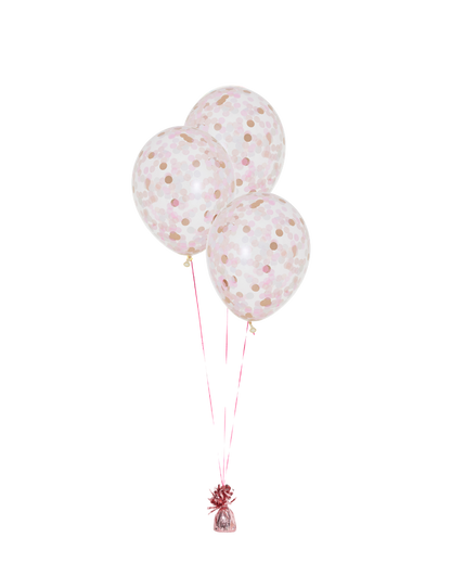 3 Flat Blossom Standard Confetti Balloons
