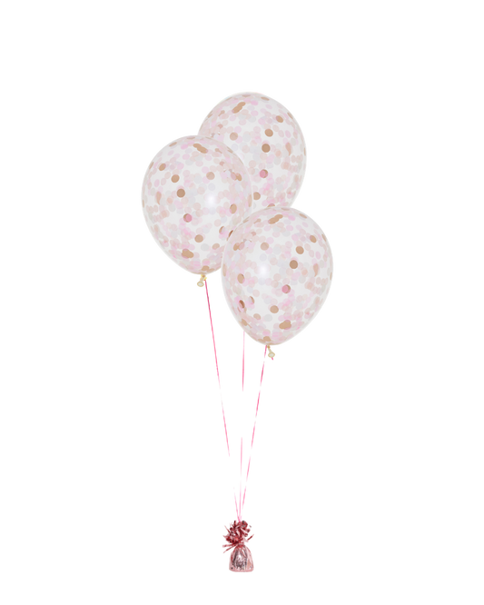 3 Flat Blossom Standard Confetti Balloons