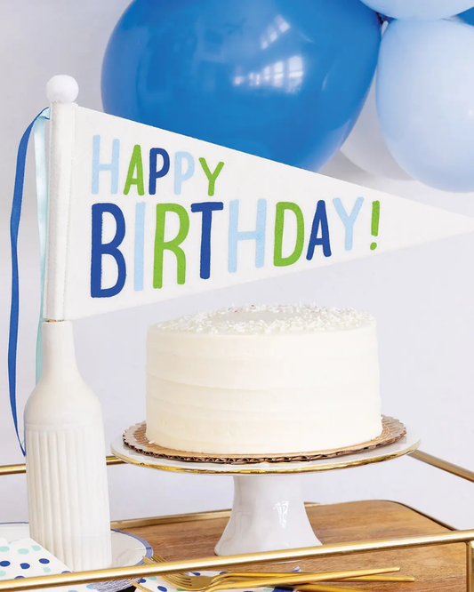 Blue and Green Felt Happy Birthday Pennant