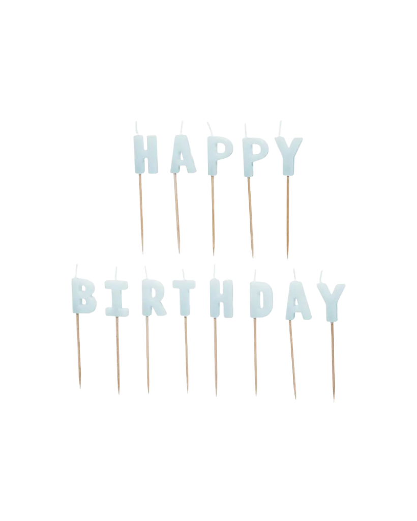 Blue 'Happy Birthday' candles 