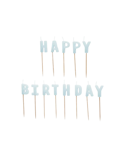 Blue 'Happy Birthday' candles 