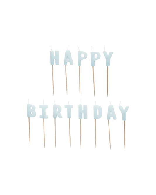 Blue 'Happy Birthday' candles 