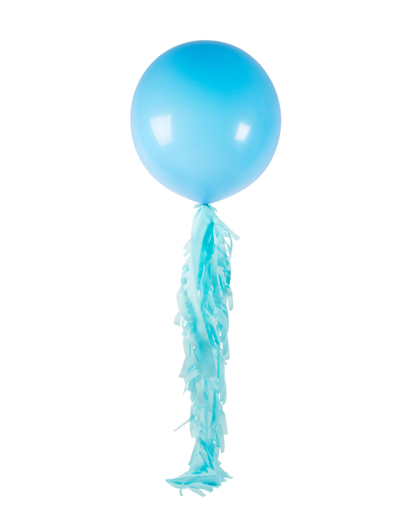Blue Jumbo Balloon and Fringe Filled with Helium