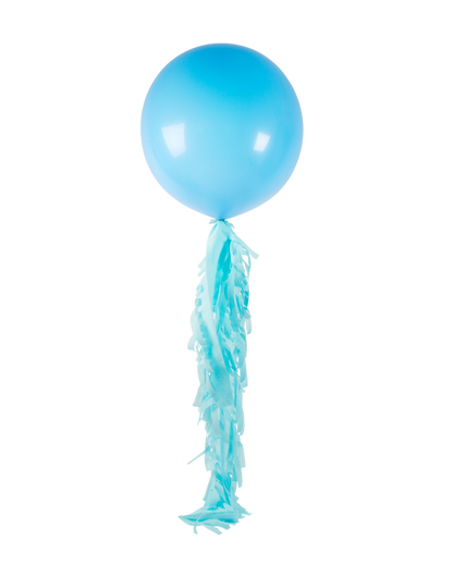 Blue Jumbo Balloon and Fringe Filled with Helium