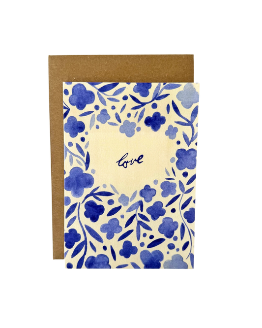 Blue Floral Love Card