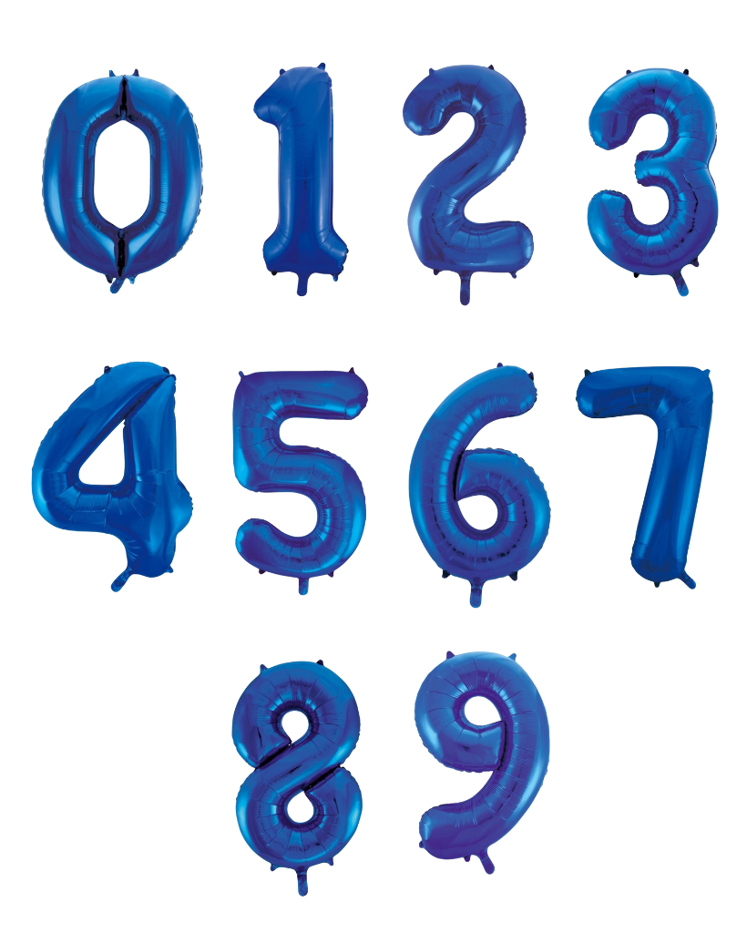 86cm Blue Number Balloons