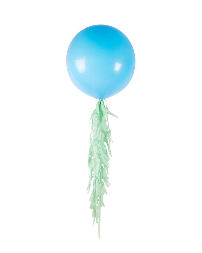 Blue Jumbo Balloon and Fringe Filled with Helium