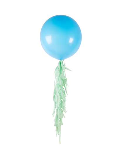 Blue Jumbo Balloon and Fringe Filled with Helium