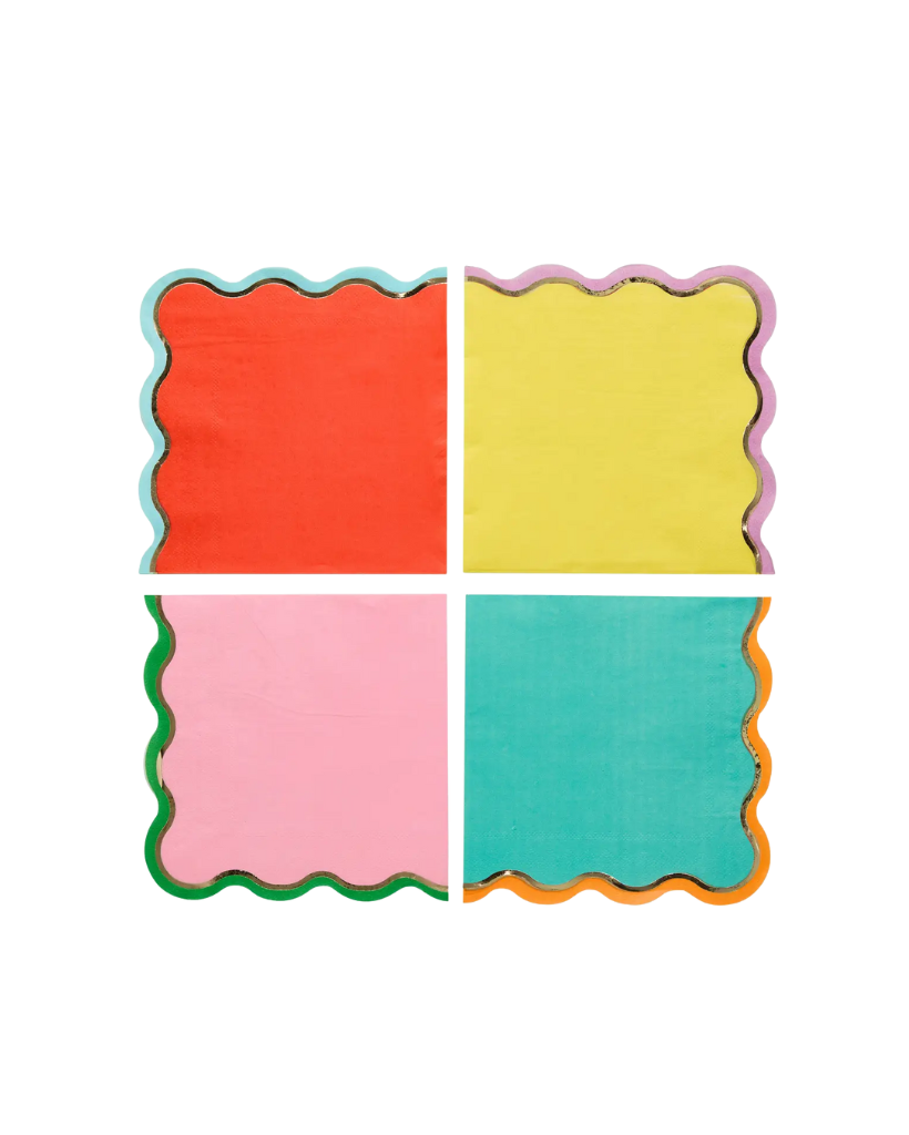 Colorful wavy napkins with scalloped edges