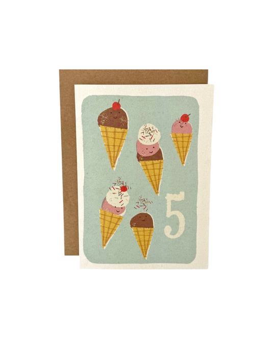 Age 5 Ice Cream Birthday Card