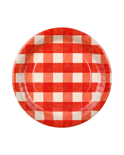 Large Red and White Checkered Paper Plates