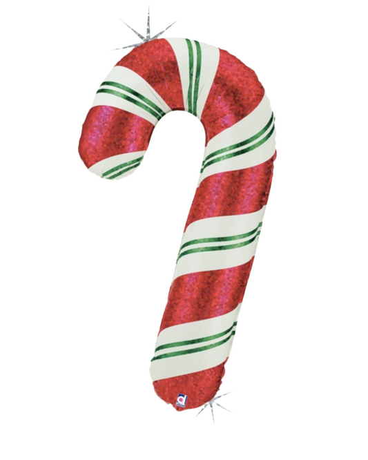 Red, White & Green Candy Cane Balloon air inflated