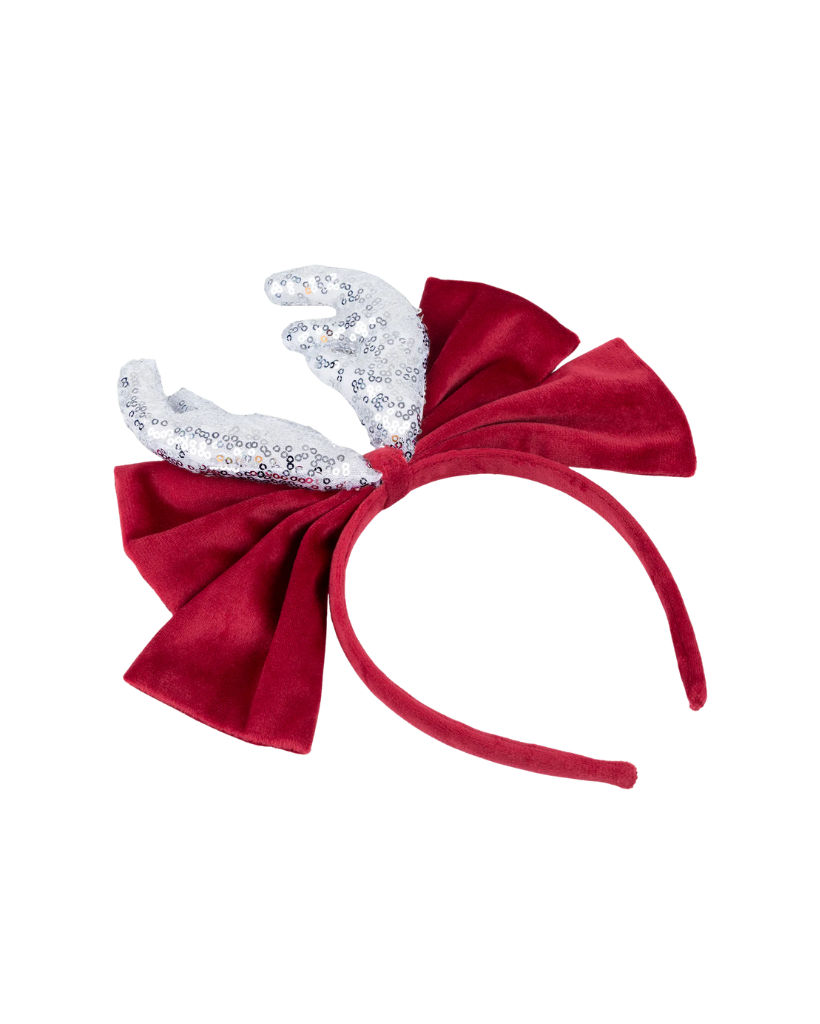 Red & Silver Sequin Antler Headband