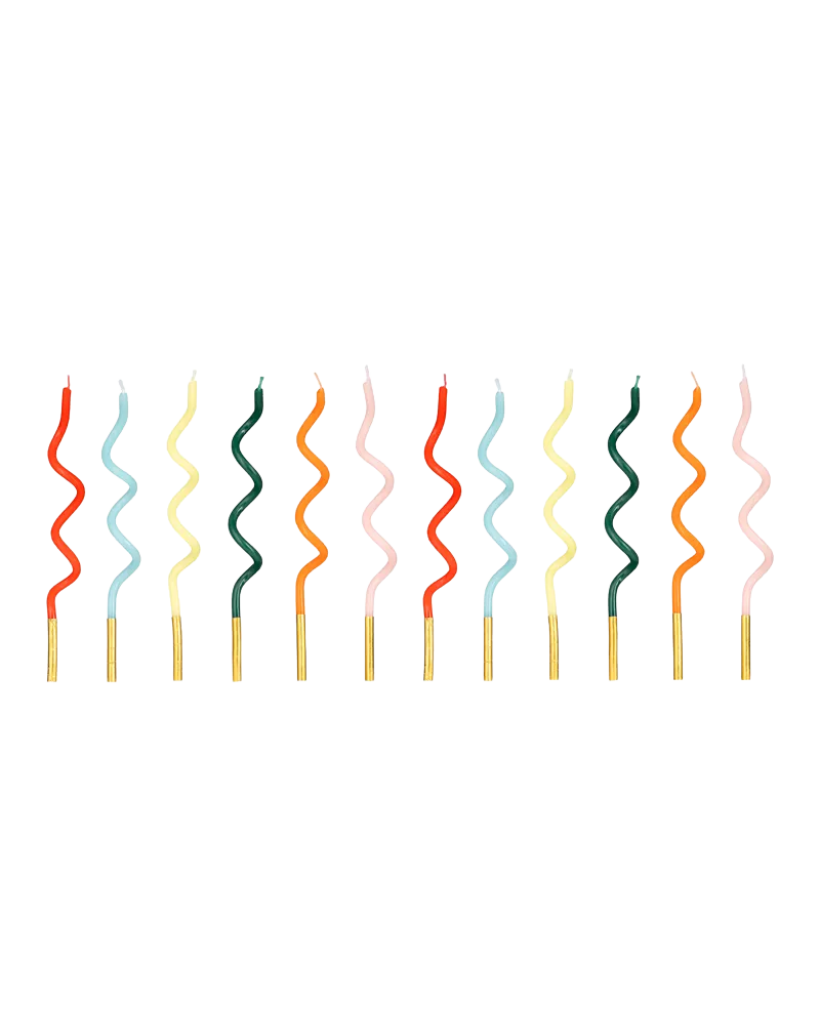 Set of colourful wavy birthday candles 