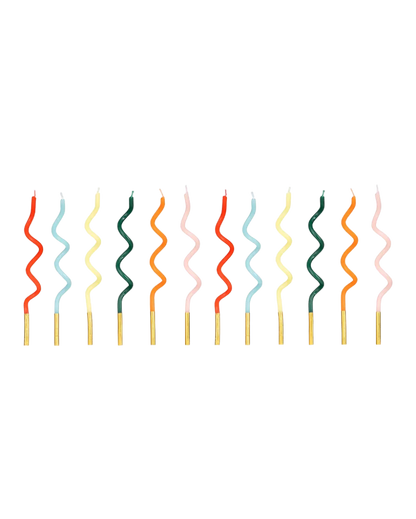 Set of colourful wavy birthday candles 
