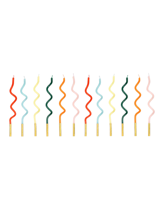 Set of colourful wavy birthday candles 