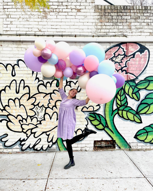 purple, blue and pink balloon garland