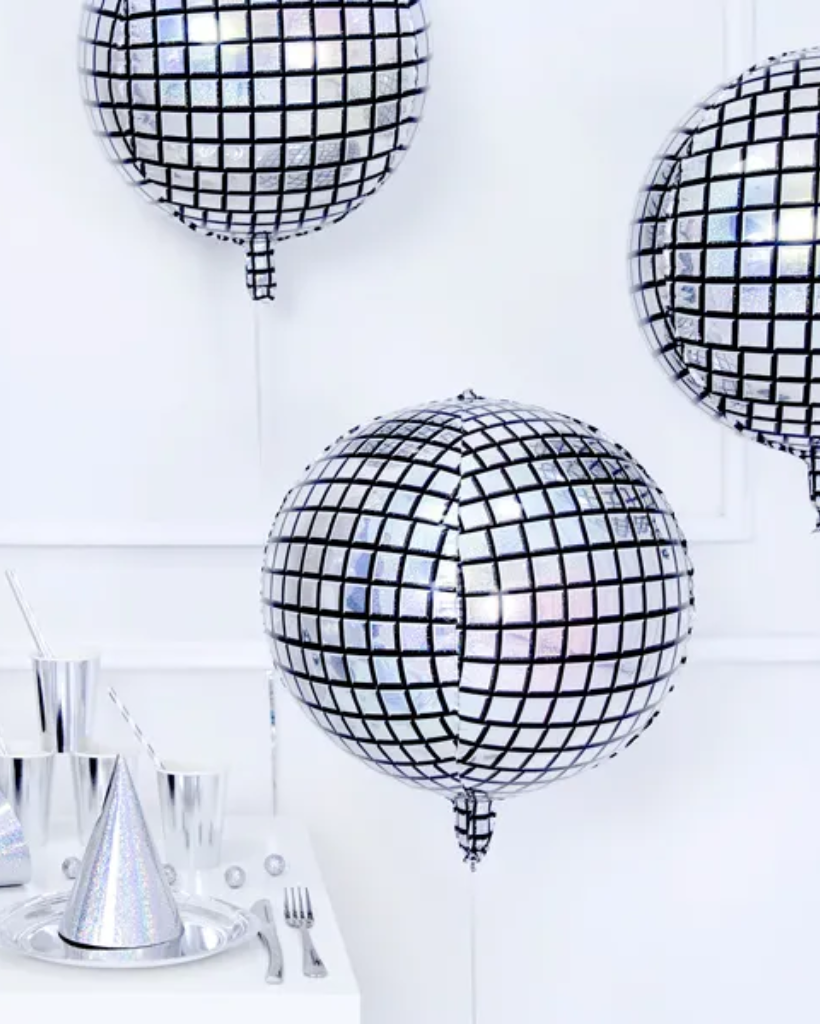 Disco ball round balloons on a white background