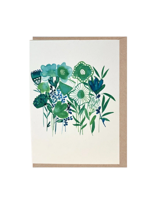 Dreamy Blue & Green Flowers Card