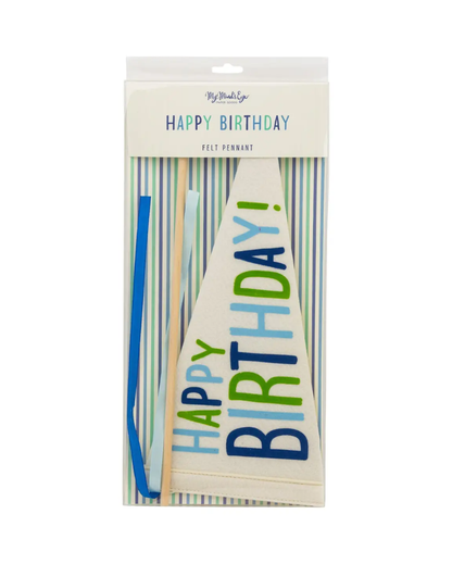 Blue and Green Felt Happy Birthday Pennant