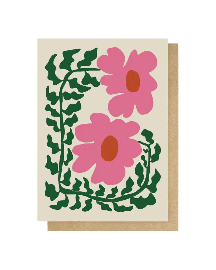 Fun Fern and Pink Poppy Greeting Card
