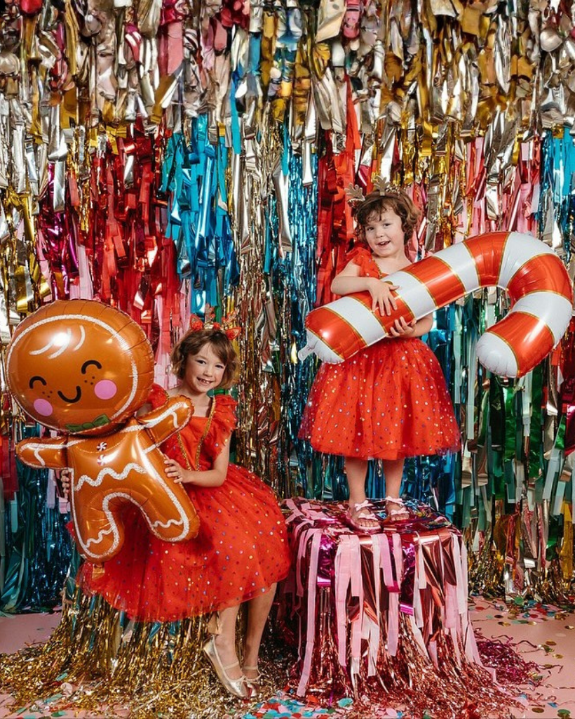 Large Red Candy Cane Balloon Air Inflated Festive Photo Prop