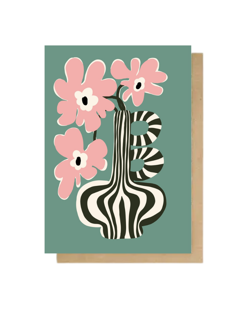 Floral Stripe Greeting Card