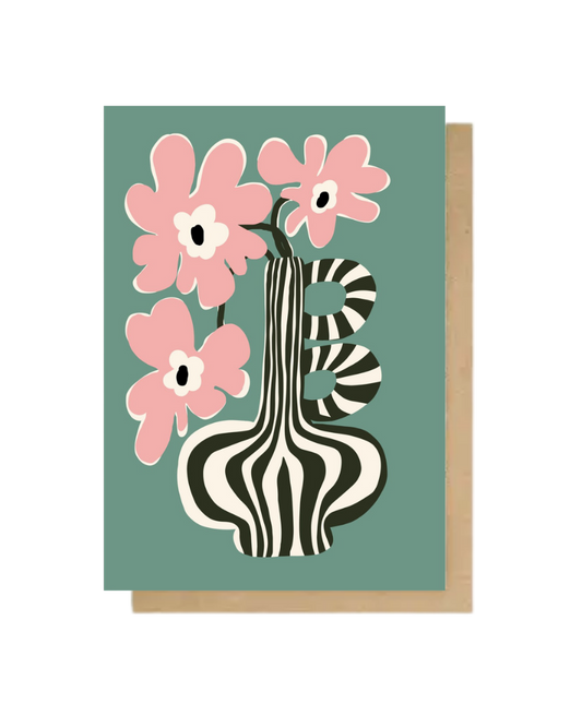Floral Stripe Greeting Card