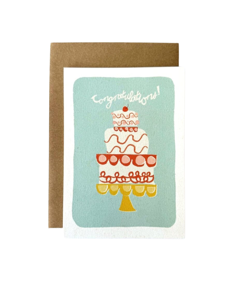 Retro Cake Congratulations Card