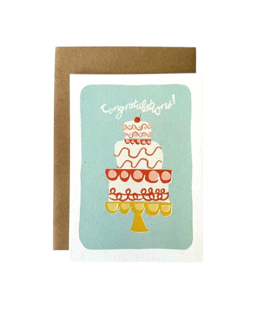 Retro Cake Congratulations Card